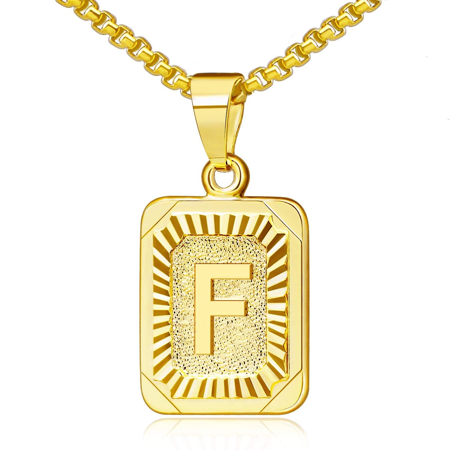 JSJOY Gold Initial Necklace - Monogram Letter F Pendant for Women & Boys