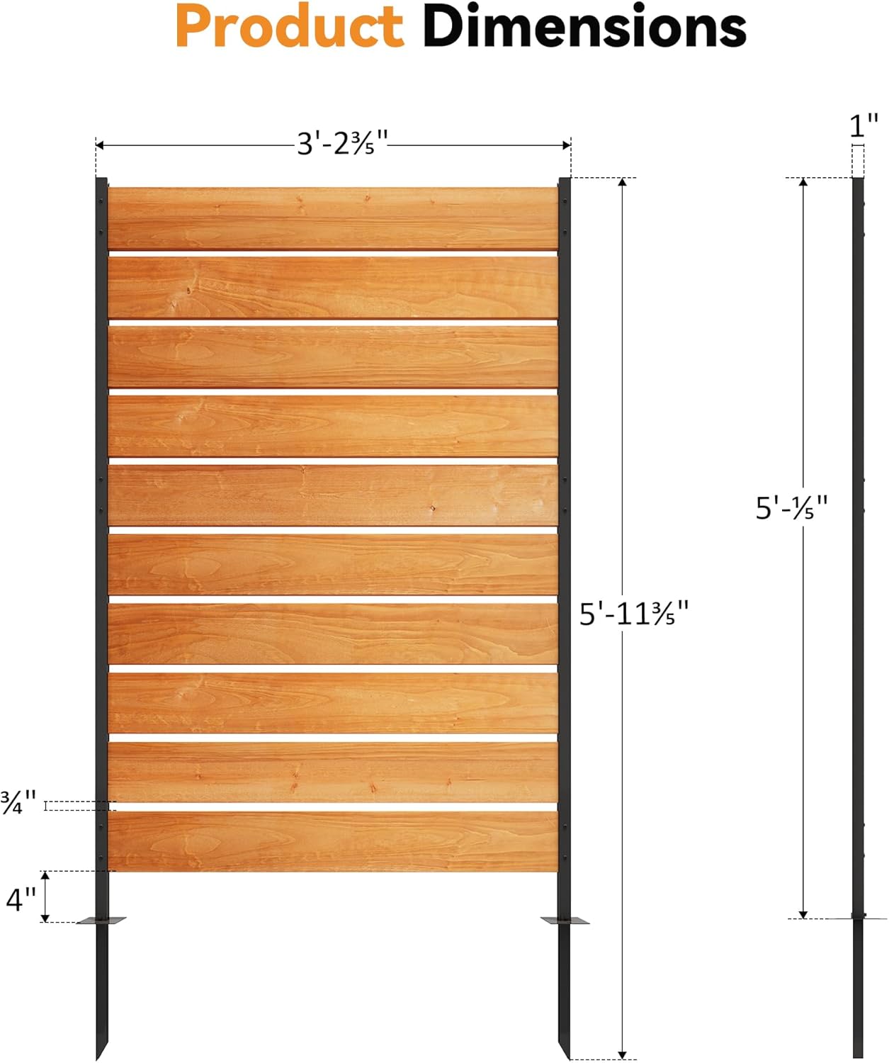 Modern Shade 5' x 3' Wood Privacy Fence Screen (1 Panel) Natural Wood, Outdoor Privacy Fence Panel for Deck Balcony, Conceals Trash Cans Air Conditioner, Ultimate Fence Privacy Screen