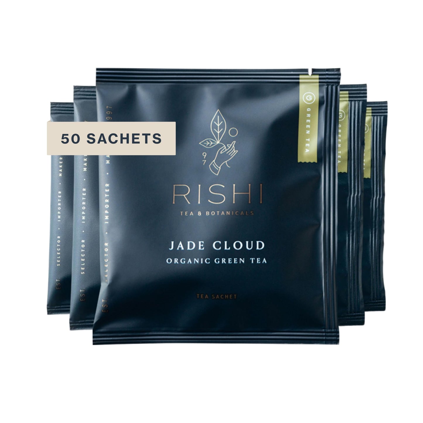 Rishi Tea Jade Cloud Chinese Green Tea - Organic, Caffeinated Sachet Bags with Natural Antioxidants, Enjoy Hot or Iced - 50 Coun