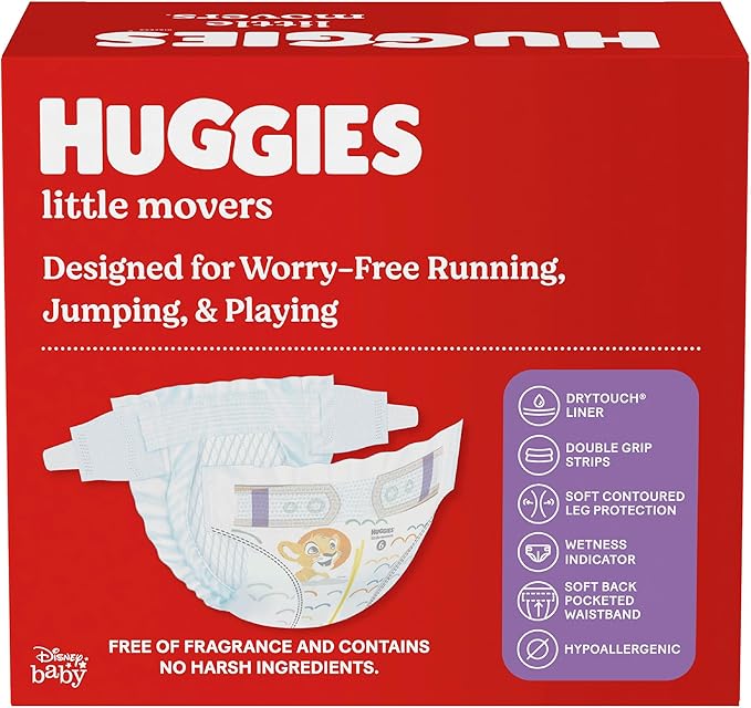Huggies Size 8 Diapers, Little Movers Baby Diapers, Size 8 (46+ lbs), 72 Count