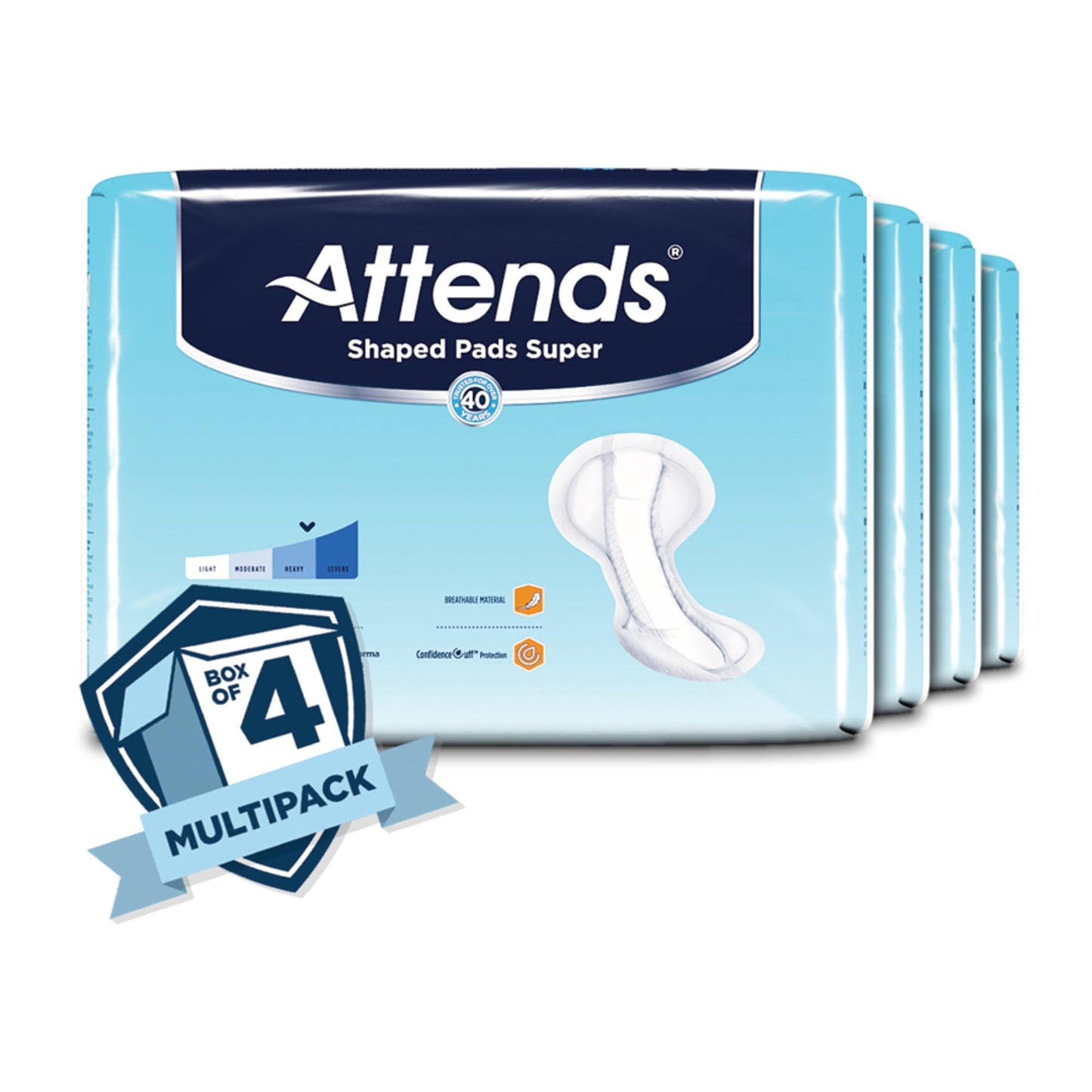 Attends Shaped Pads Super Unisex Incontinent Pad Contoured 13 X 27.2 Inch SPSA, 80 Ct