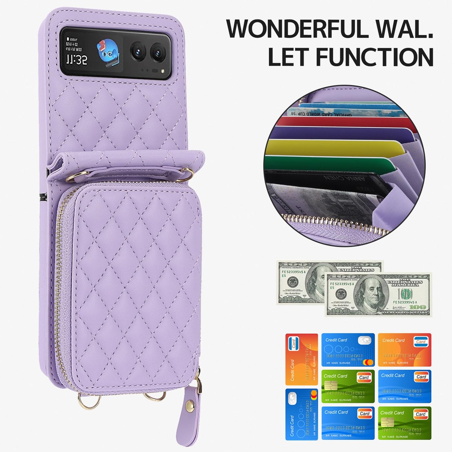 Ninki Compatible With Moto Razr 2023 Ultra Wallet Case, Anti-Fall Card Holder Shockproof Leather Phone Cover Moto Razr 40 Ultra