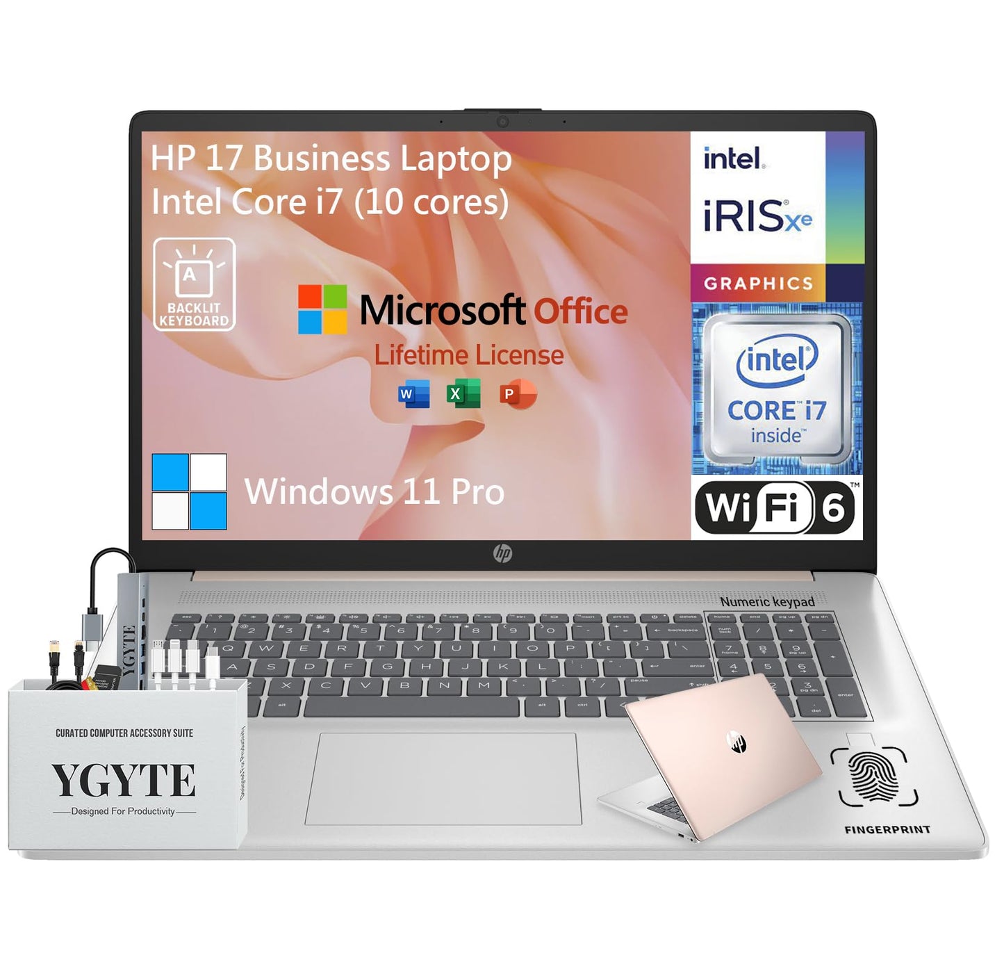 Hp 17 Touchscreen Laptop Pc, 17.3 Inch Hd+ Touch Screen Business Laptop Computer, Intel Core I7, Windows 11 Pro, 64Gb Ram 2Tb Ss