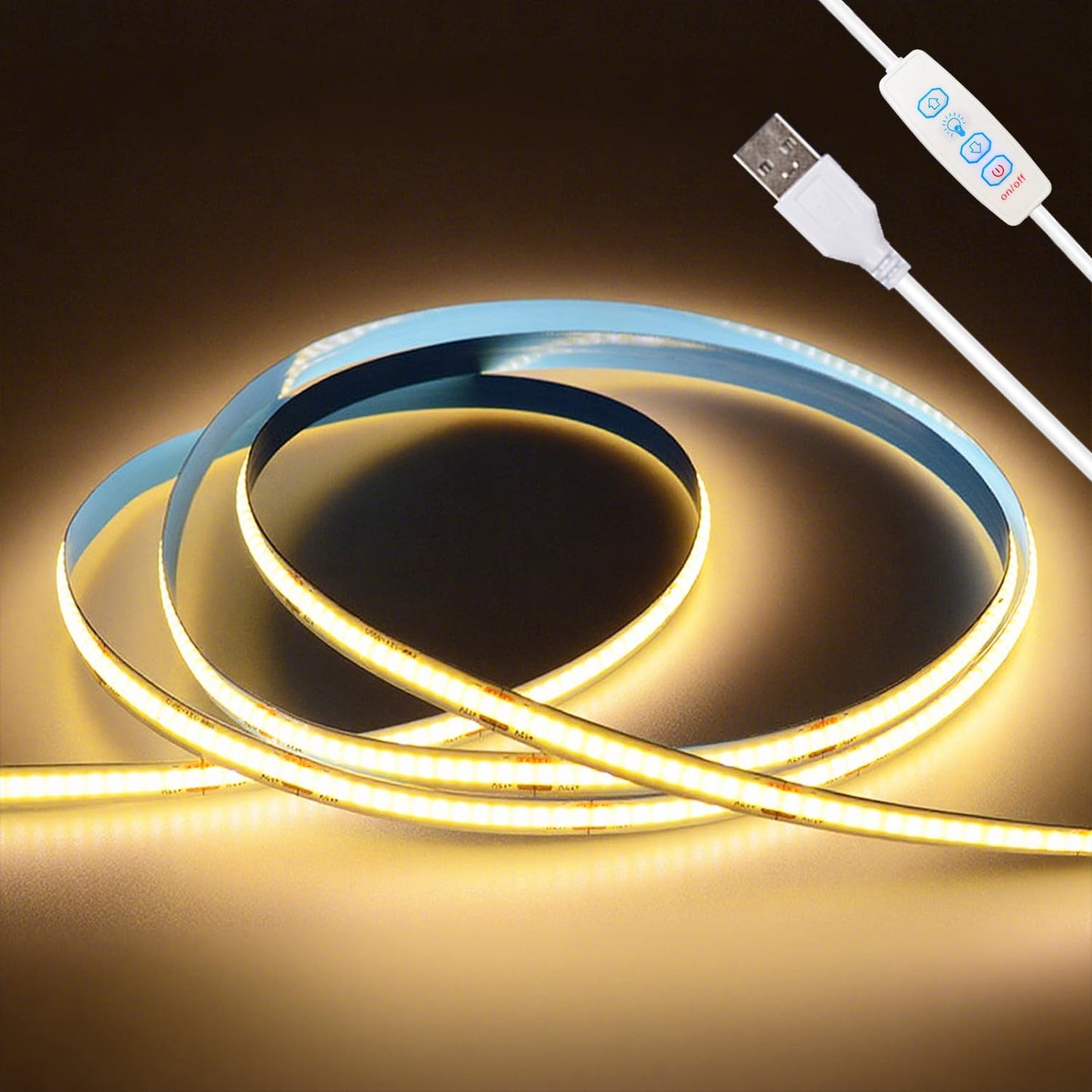 Zslaifu Cob Led Strip Lights Warm 6.56Ft  5V Dimmable Led Light Strip  Flexible Usb Led Strip For Cabinet  Tv Backlighting  Bedroom  Kitchen  Home Diy Lighting
