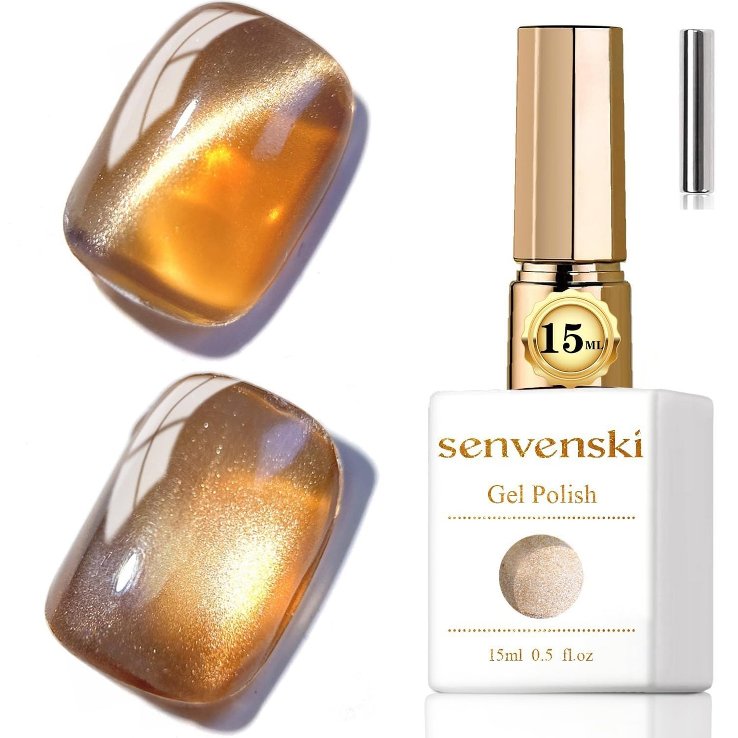 senvenski Jelly Glass Cat Eye Gel Nail Polish with Magnet 15ML Magnetic 3D Galaxy Holographic Glitter Translucent Sheer Color Ge