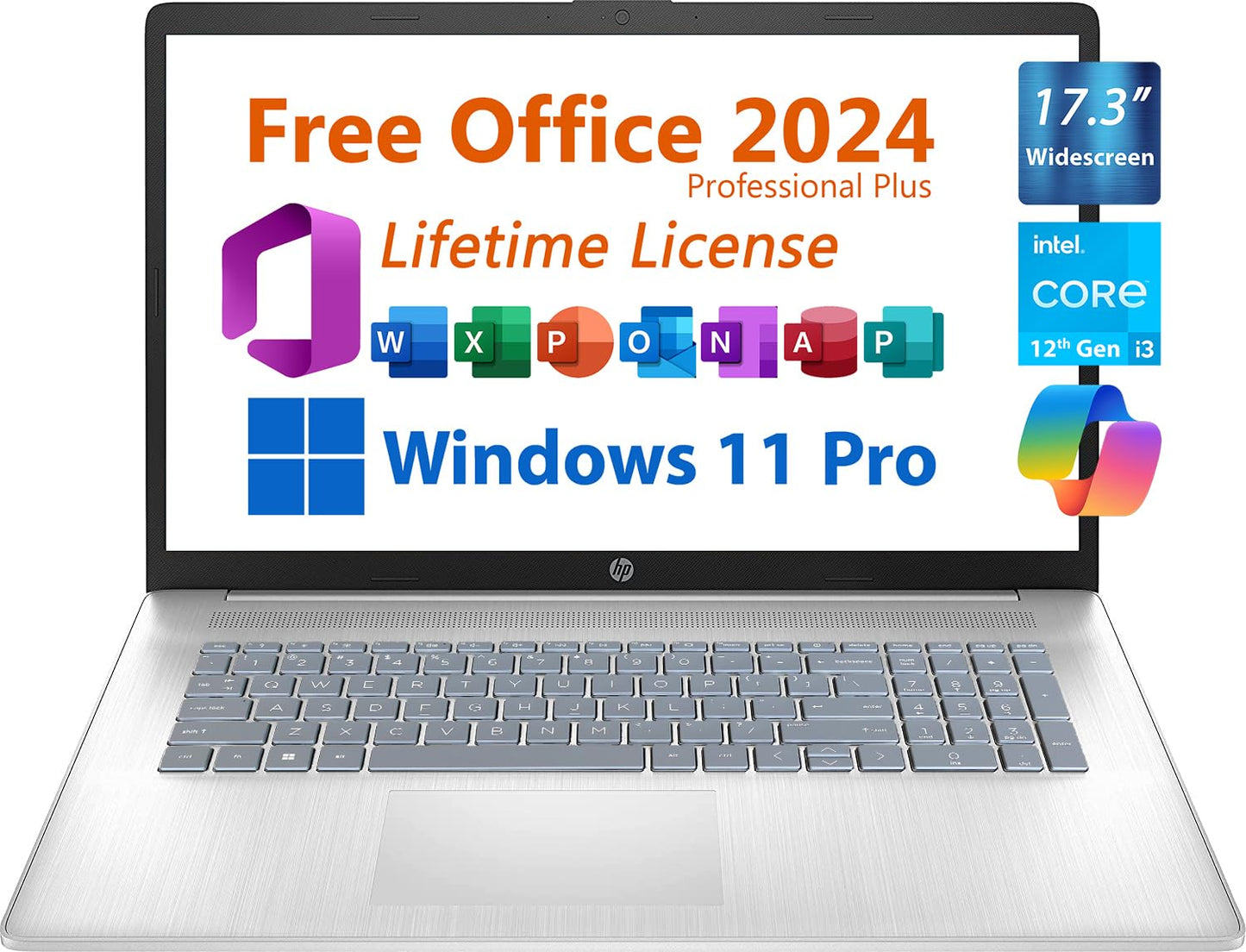 Hp 17.3 Business Laptop, Free Microsoft Office 2024, Copilot Ai Chat, Non-Touch Widescreen Fhd Display, Intel 6-Core I3-1215U Up