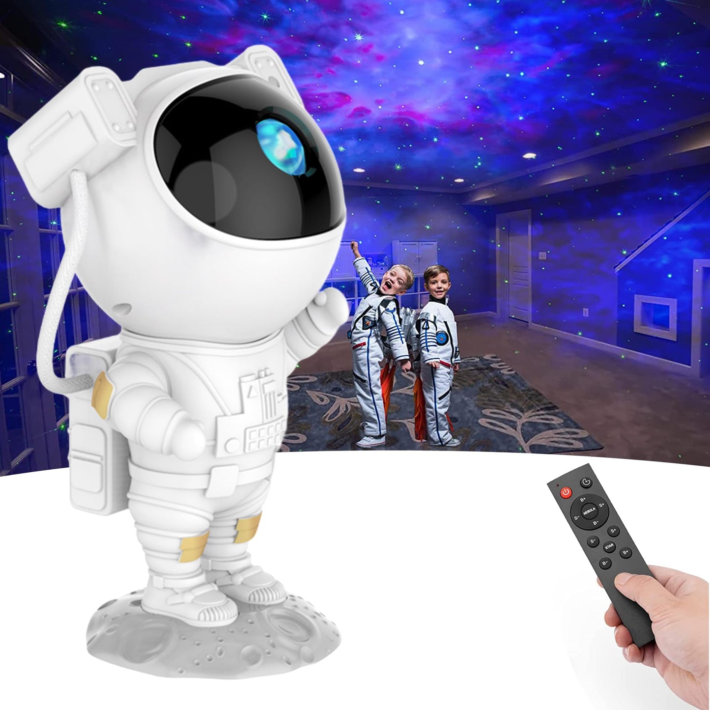 SFOUR Star Projector Galaxy Night Light, Adjustable Head Angle, Astronaut Size, White, Model A-S-123