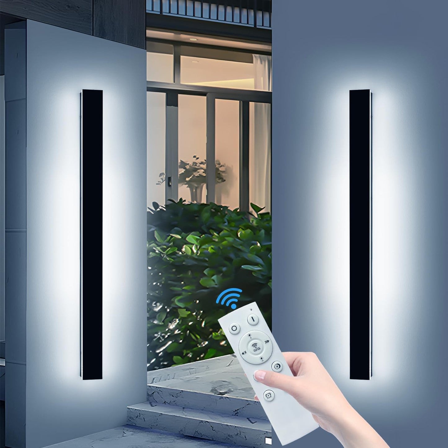 Daoseolo 2 Pack Outdoor Wall Lighting Fixtures, Dimmable LED Sconce, 57.2inch, IP65 Waterproof, Acrylic, Remote Control