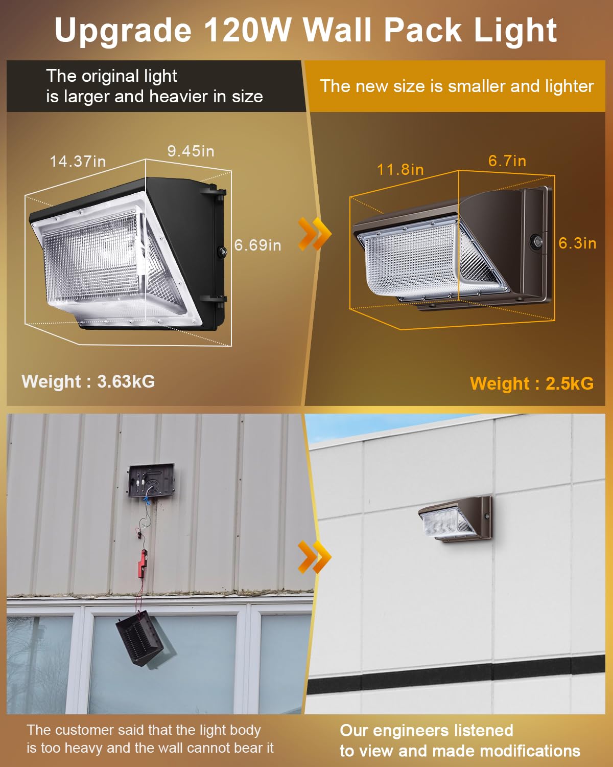 ledmo LED Wall Pack Light 120W with Photocell - 6 Pack Dusk to Dawn Outdoor Lighting for Commercial Use, 5000K