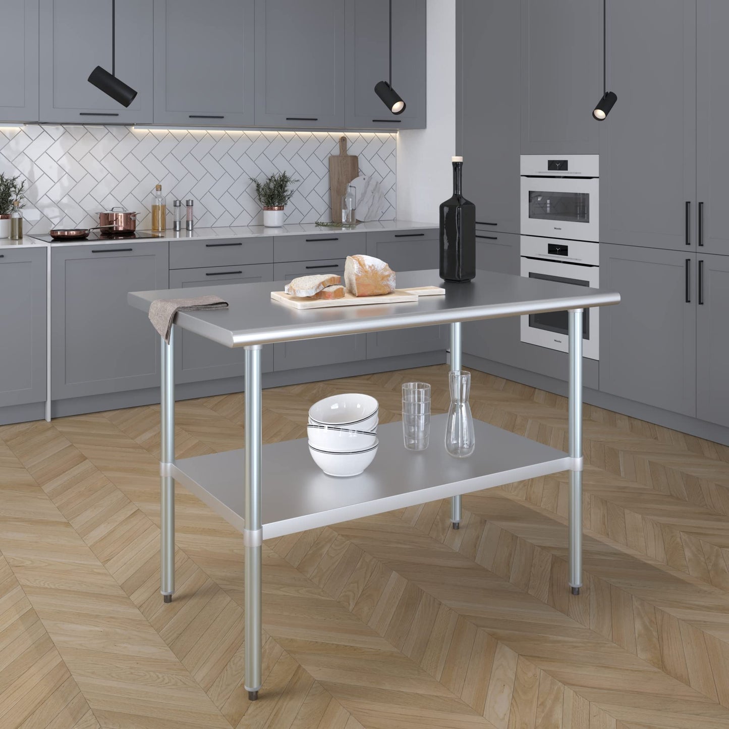 AmGood 30 in. x 48 in. Stainless Steel Work Table | Metal Kitchen Food Prep Table | NSF