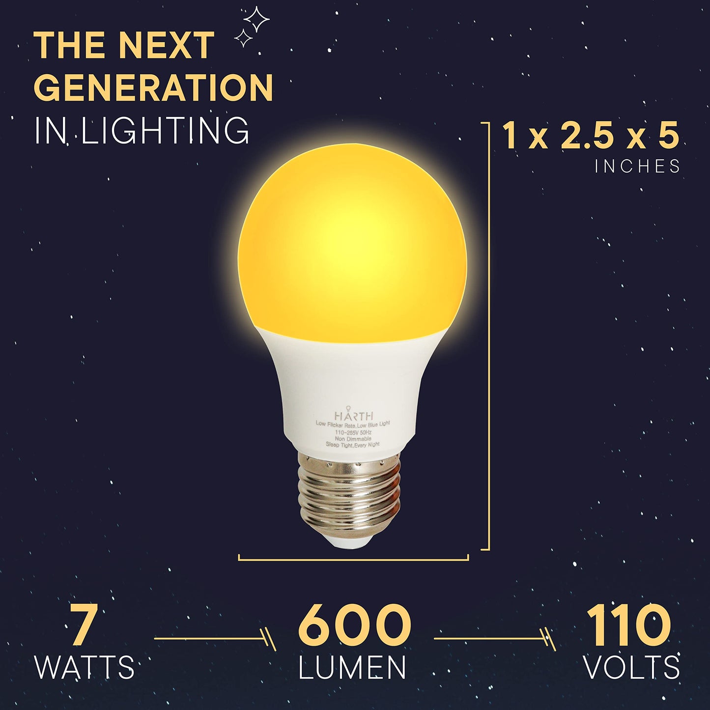 Harth Amber Light Bulbs, 7W Sunset Red For Sleep, 500 Lumen, 40W Equivalent, 7 Count, Copper Material