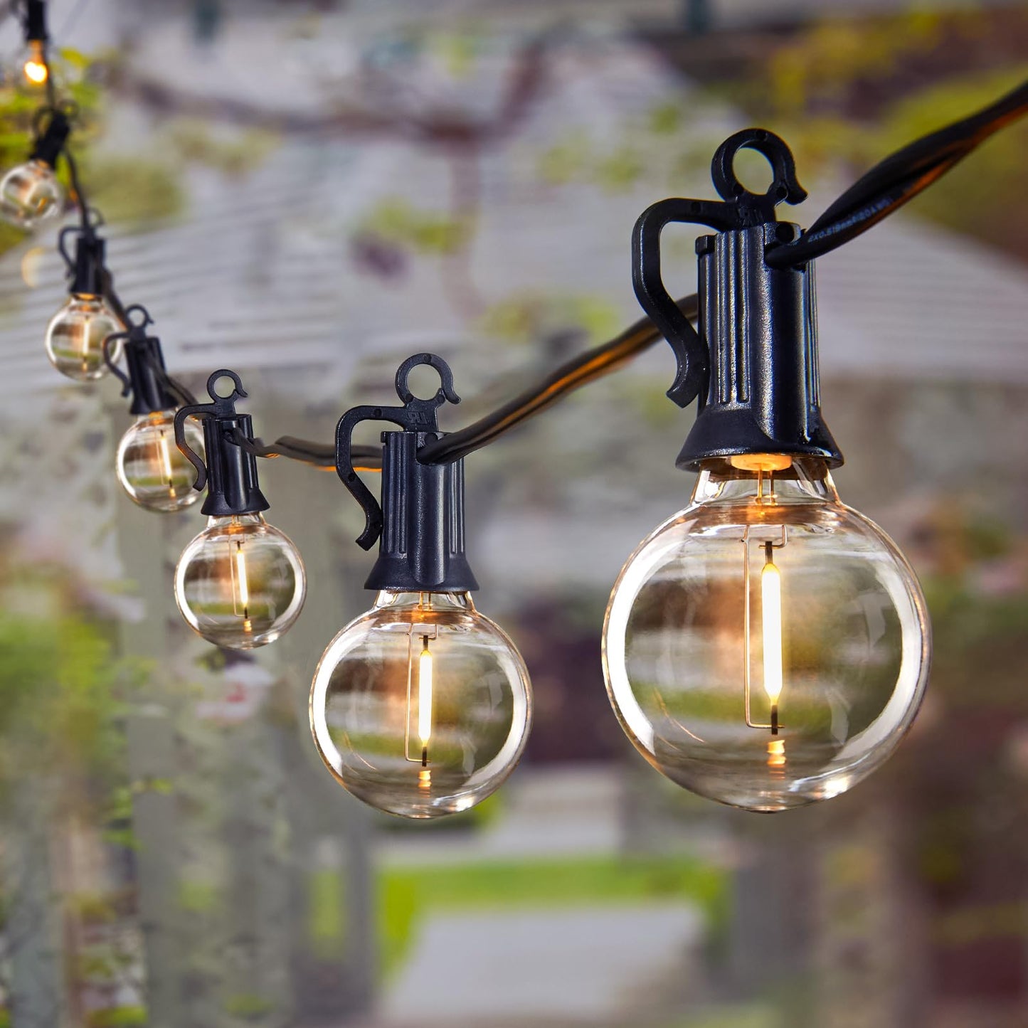 Brightown Led Outdoor String Lights - 150Ft With 75 Dimmable Edison Bulbs, Waterproof Black Connectable Patio Lights For Party & Christmas
