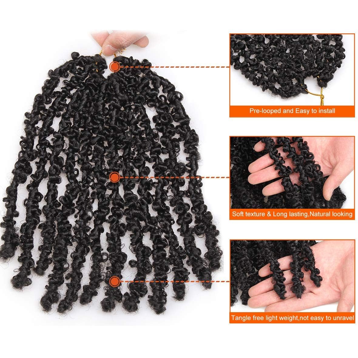 ZRQ 18 Inch Distressed Faux Locs Long Butterfly Locs Crochet Braids Hair Pre-looped Synthetic Soft Locs For Black Women Goddess