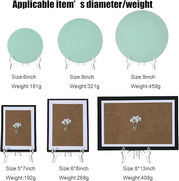 HESTYA 6 Pack 7 Inch Acrylic Easel Stand, Display Stand, Plate Holder for Display, Photo Holder Picture Frame Book(Clear)
