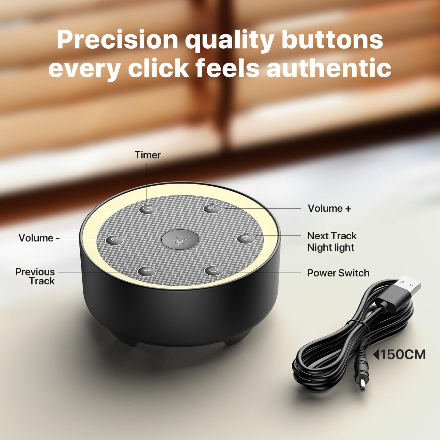 Kipcush Sleep Sound Machine - 24 High-Fidelity Non-Looping Sounds, Portable White Noise Machine for Baby, Kids & Adults, Dimmable Night Light, 6 Auto-Off Timers, USB Powered for Travel, Home & Office