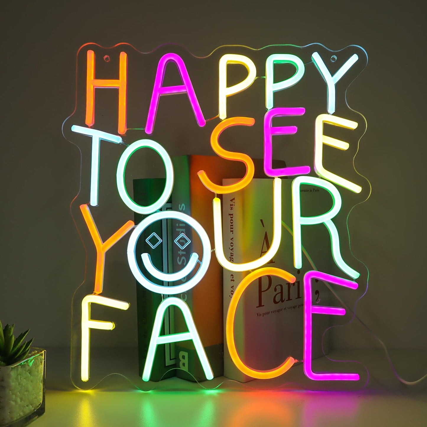 Led Happy To See Your Face Sign - Classroom Decor Inclusive Wall Decoration Welcome Gift Teacher Present For Primary Schools And Kindergartens - Birthday (14.212.6)