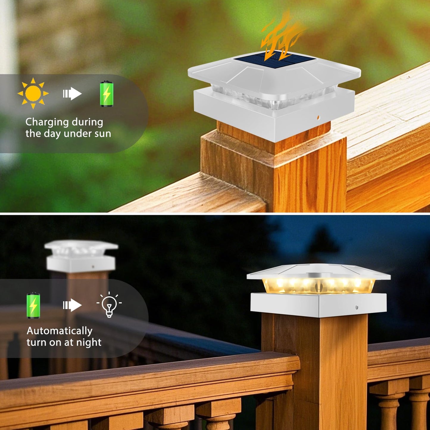 Peasur 4X4 Solar Post Cap Lights Outdoor With 3 Lighting Modes  Led Post Light Solar Powered Waterproof  Fence Deck Lights For 4X4 3.5X3.5 Wood/Vinyl Posts