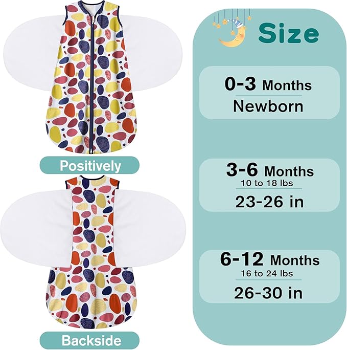 Newborn Sleep Sack Baby Swaddle,3-Way Adjustable Wearable Blanket,100% Rayon Cotton Swaddling Sleeping Bag，TOG 0.5 (Leopard & Cobble, 3-6 Months)