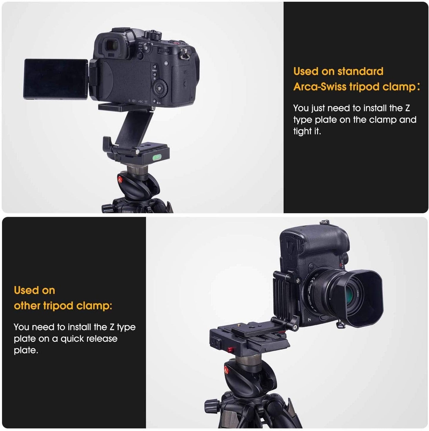 Purami Universal Flex Tilt Head Z Mount Bracket With Arca-Swiss And Tripod Quick Release Plate For Camera Slider Rail Cage Rig G