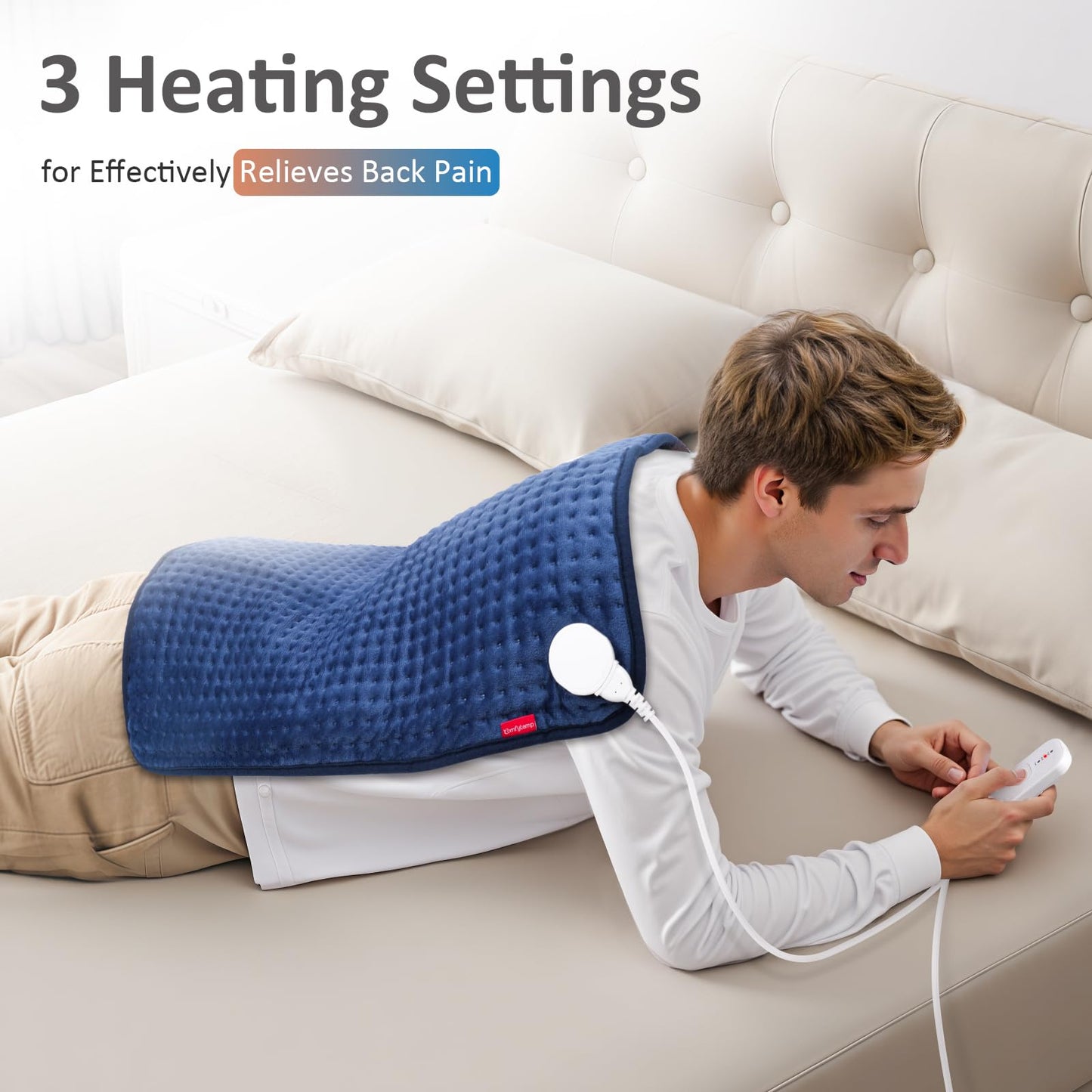 Comfytemp Ultra-Wide Heating Pad for Back & Cramps, Mothers Day & Birthday Gifts for Women Mom, Electric Heat Pad for Neck & Shoulder, Auto Shut Off, Machine Washable, 20×24"