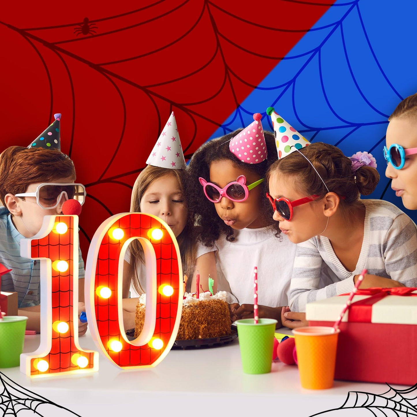 Vihose Spider Led Number Lights Spider Birthday Party Decoration Light Up Numbers Kids Boy Man Birthday Supplies For Marquee Night Christmas Gift Baby Shower(Number 1)