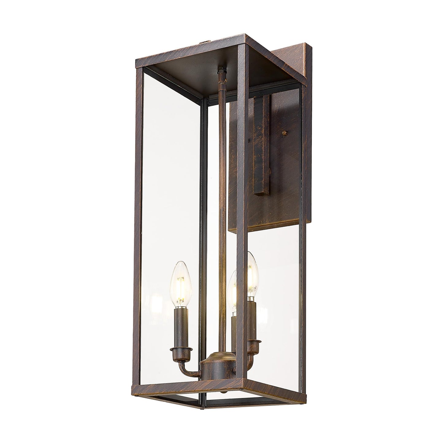 Bestshared Outdoor Wall Lantern, 24in Tall, Metal, Rust, Model 4176, Clear Glass, Anti-Rust, Exterior Lighting Fixture for Porch/Patio