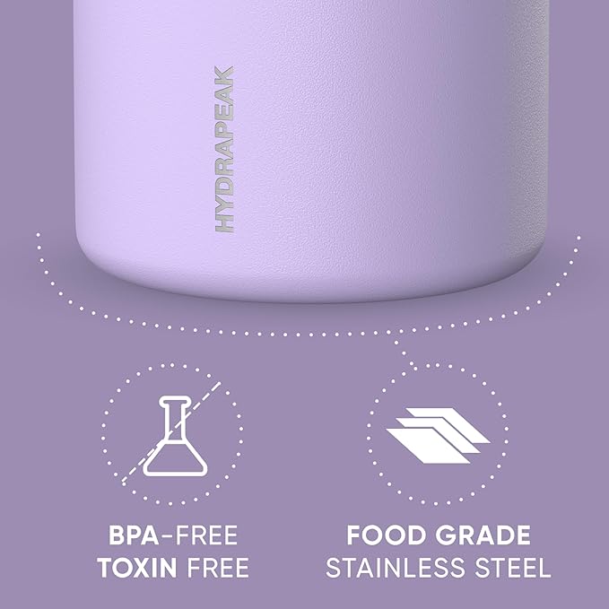 Hydrapeak 25oz Stainless Steel Vacuum Insulated Food Jar | For Hot Food and Cold Food, Wide Mouth Leak-Proof Soup Container for Adults, 10 Hours Hot and 16 Hours Cold (Lavender)