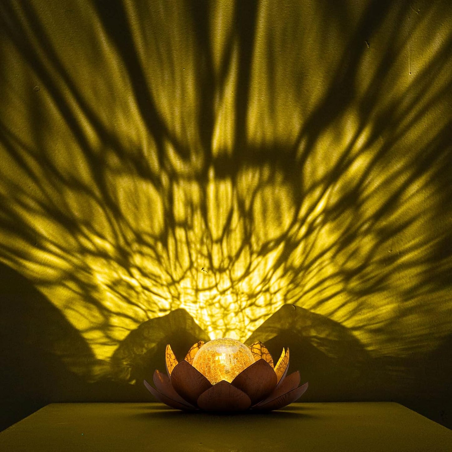 Huaxu Solar Lights Outdoor Decor Metal Lotus Flower LED Waterproof Glass Decorative Gifts for Garden Lover Women Mom Table Pathway Lawn Patio Yard Ground