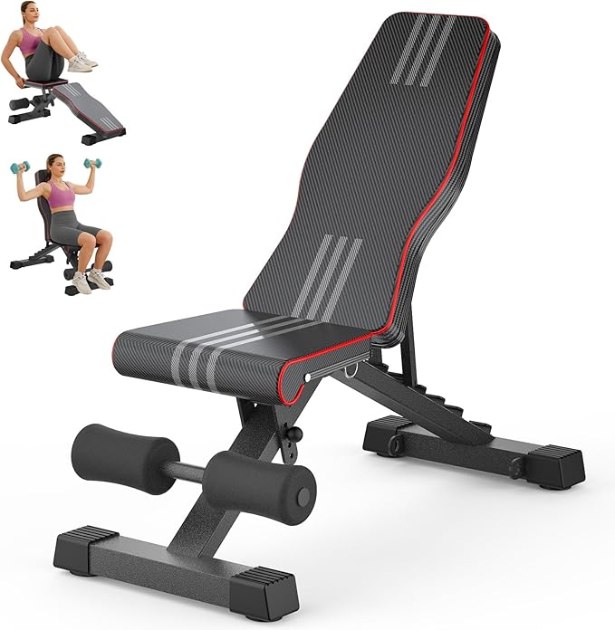 Multi-Function 6 in 1 Weight Bench Set - Leg Press, Preacher Curl Rack, Adjustable Workout Bench & Squat Rack for Full Bod...