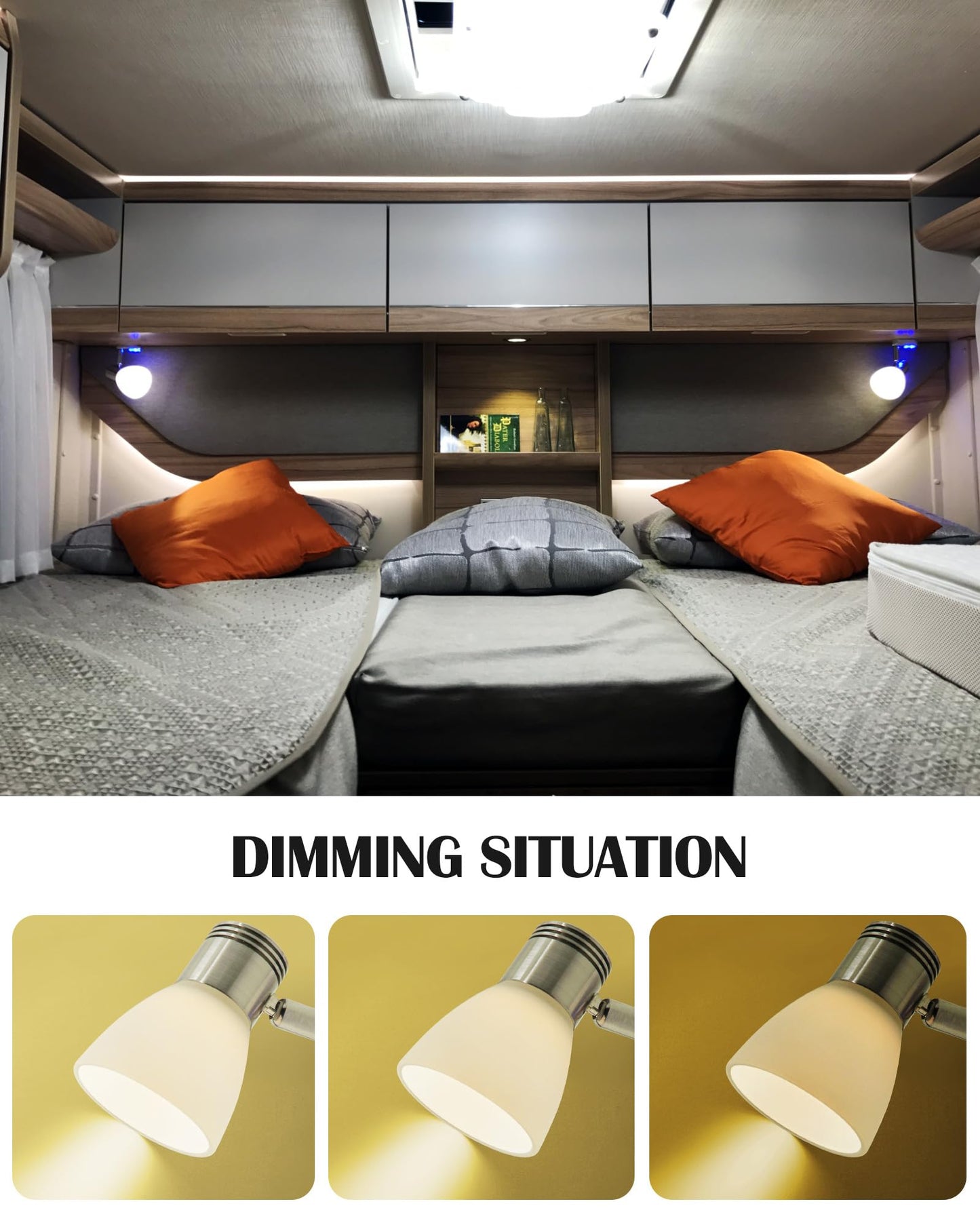 Thalassa Rv Interior Lights Led 12V Fixtures Dimmable Boat Reading Lamp 12 Volts 3W Wall Sconce Led For Marine Caravan Camper Van Indoor Warm White Sconces Lighting