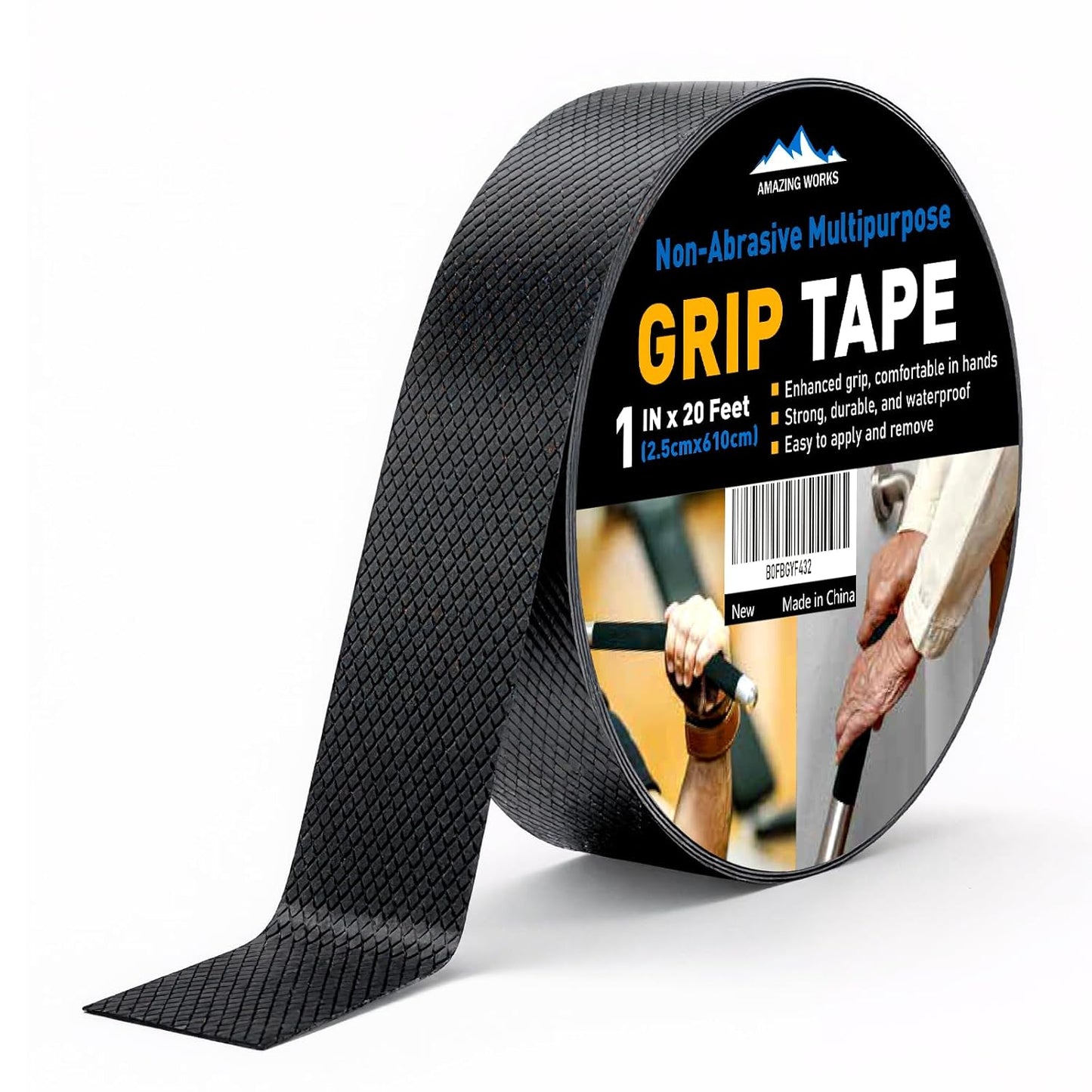 Rubber Grip Tape, 1 In x 20 Ft Non-Abrasive Grip tape for handles, Strong Adhesive Waterproof Heat Resistant Cushion grip, Comfortable in hands, perfect for handles, handlebars, or any slippery stuff