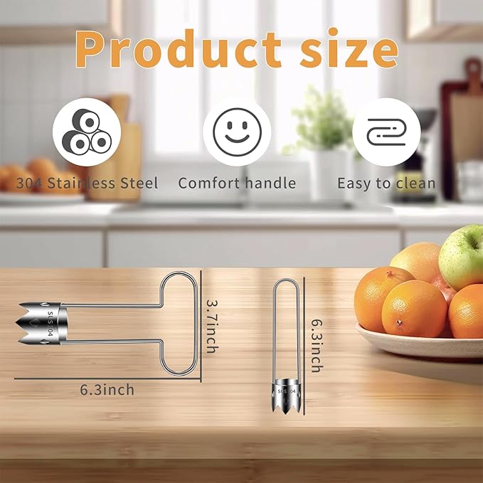 2pcs Pepper Seed Corer Remover, 304 Stainless Steel Fruit Vegetable Core Remover, Apple Peeler Slicer Corer, Suitable for Removing Cores of Vegetables and Fruits in Kitchen
