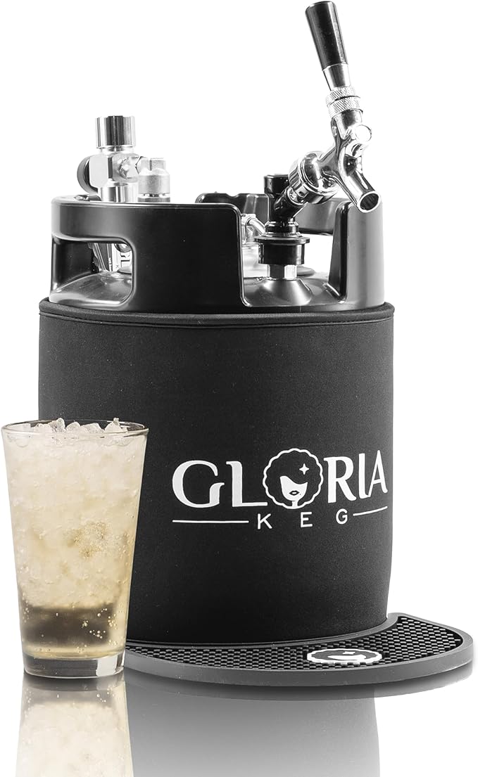 Gloria 7L (1.8 Gal) Mini Keg, Pressurized Keg for Drinks, with Tap System, Co2 Regulated, Stainless Steel