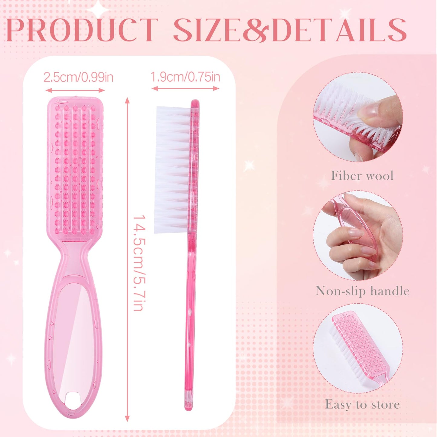Patelai 30 Pcs Nail Scrubber Brushes Bulk Handle Grip Manicure Brushes for Cleaning Fingernails Pedicure Cleaning Brush for Toes