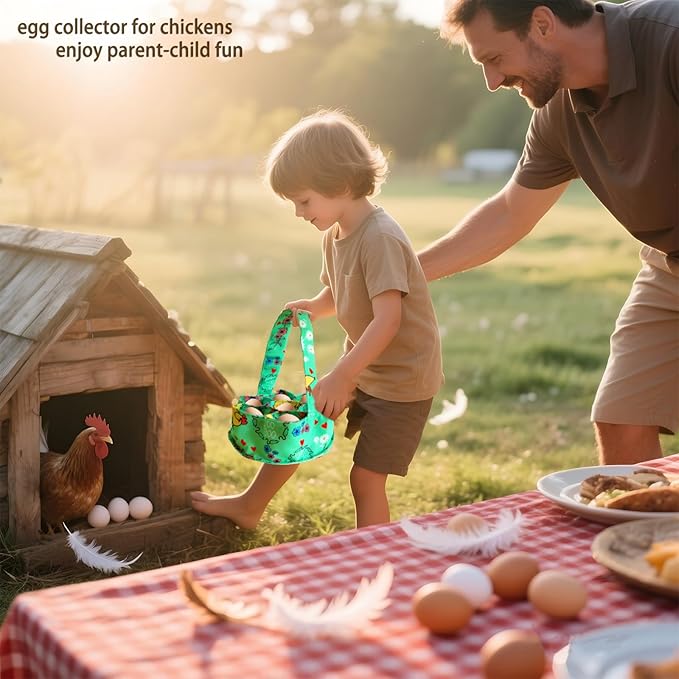 Large Egg Collecting Basket - UKJENT Chicken Egg Gathering Basket Machine Washable, Hold Different Size Eggs Collection Carrier Bag, Fresh Eggs Collector for Chicken Duck Goose, Farm & Home Use