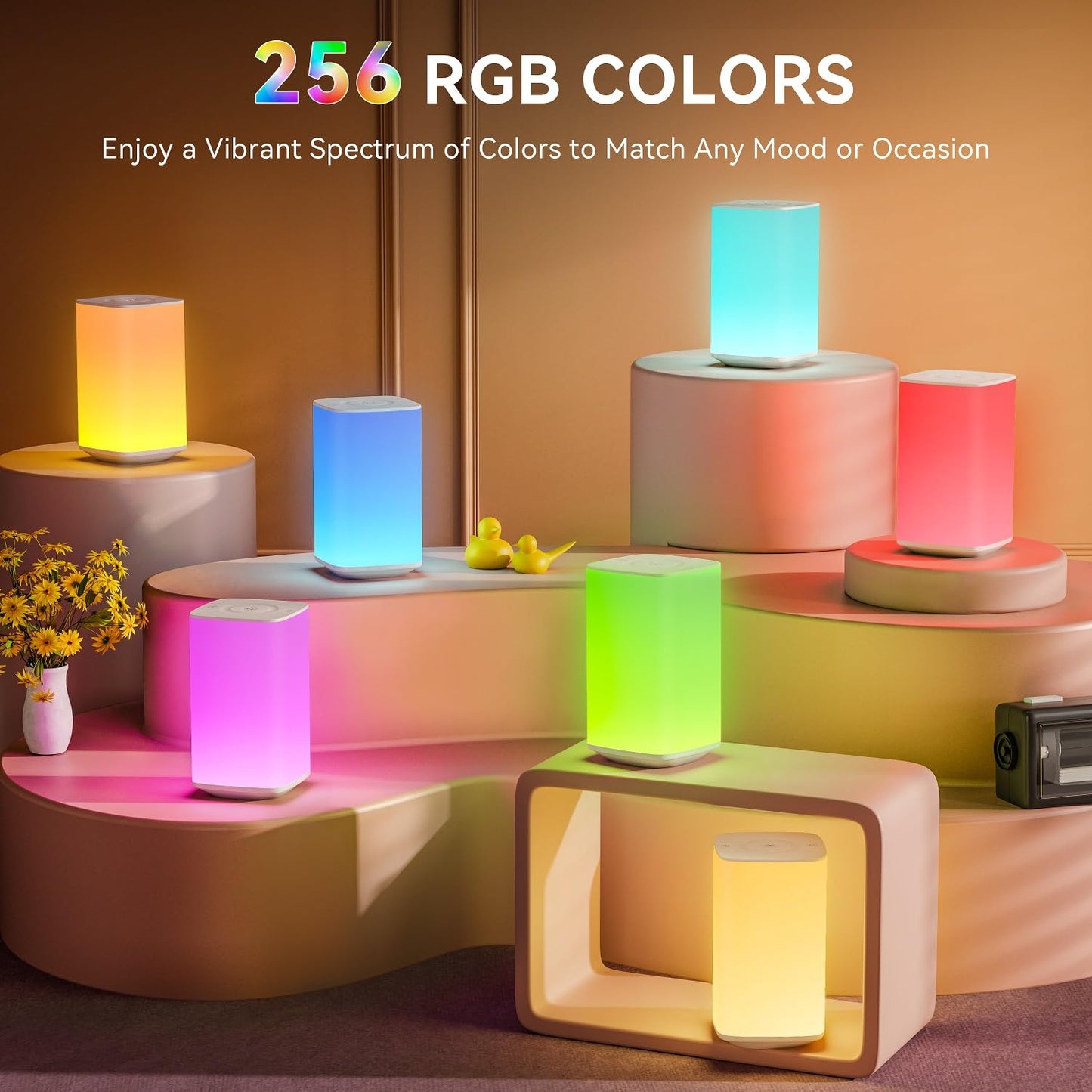 Auxmir Portable Night Light, LED Stepless Dimming, 256 RGB Colors, 4000mAh Rechargeable, Model S580, White