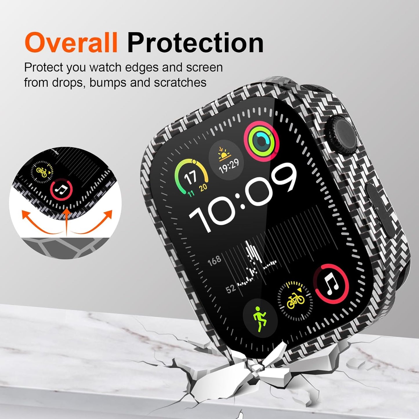 Metal Rugged Case for Apple Watch Screen Protector 46mm, Shockproof Lightweight Protective Bumper Cover 9H Tempered Glass Screen Protector and Back Cover for iWatch 11/10