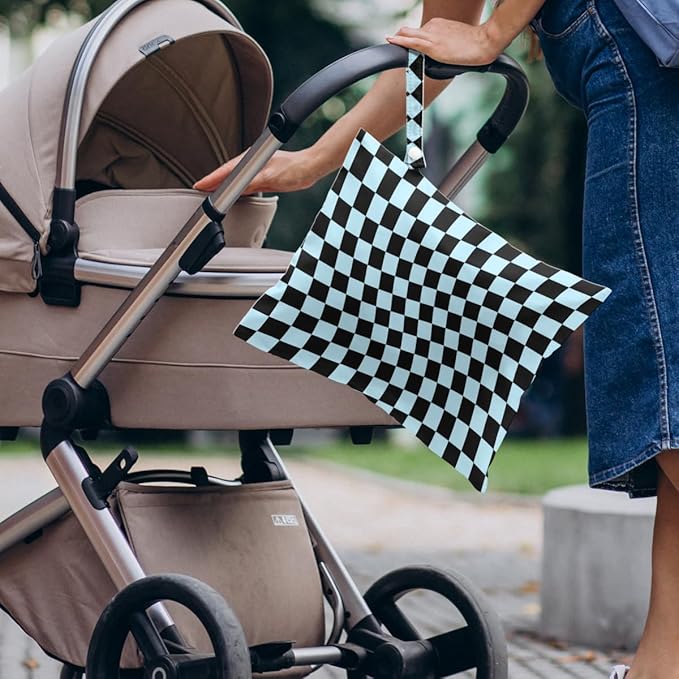4 Pack Multicolor Checkered Wet Bag Waterproof Washable Reusable Wet Dry Bag for Swimsuit Clothes Cloth Diaper Travel Beach Pool Yoga Gym Toiletries Gift for Women Bestie Friend Birthday Christmas
