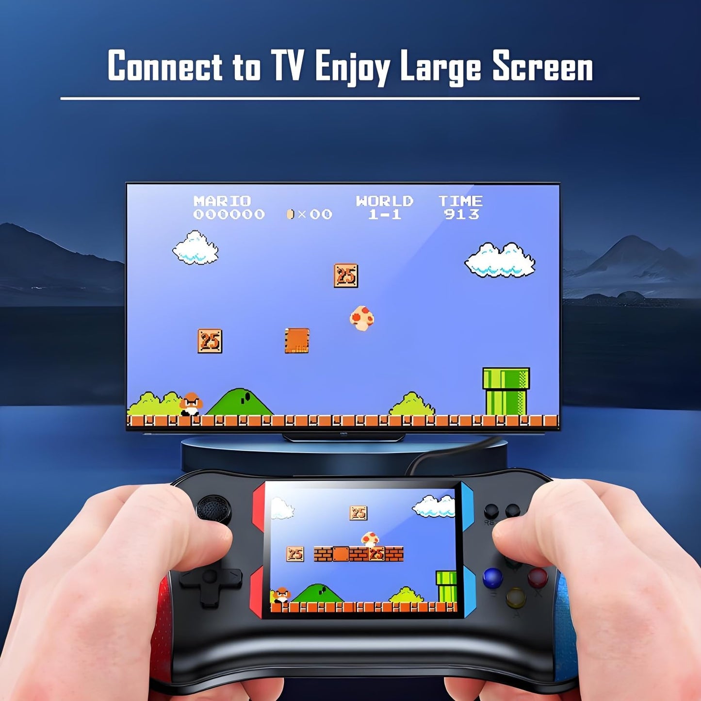 SUP Retro Handheld Game Console, 500 Classic Games, 3.5'' LCD Screen Handheld Video Game Console, Support 2 Players and TV Connection, Classic Fun for All Age (Black)