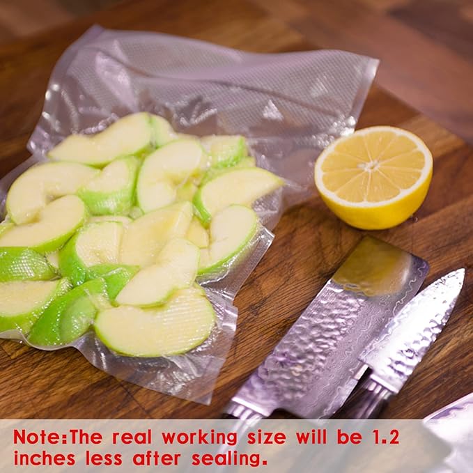 Vacuum Sealer Bags, 8" × 12" 100 PCS Heavy Duty Pre-Cut Design Commercial Grade Food Sealable Bag for Heat Seal Food Storage,Smell Proof Bags Boilsafe to 280°F Freezable, Resizable,Reuseable (100Pcs)