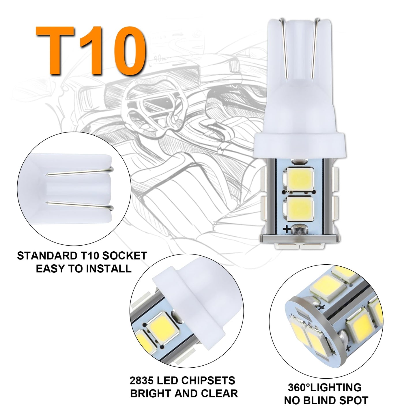 Ifunyled 24-Piece Led Car Interior Bulb Kit - 194 T10 De3175 578 - White Replacement Lights For Map, License Plate, Trunk, And More