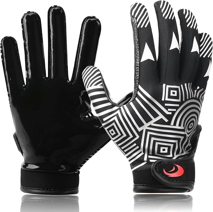 SPOMAT Youth Football Gloves Kids Silicone Grip Receiver Gloves with Super Stick Ability for Best Game Experience