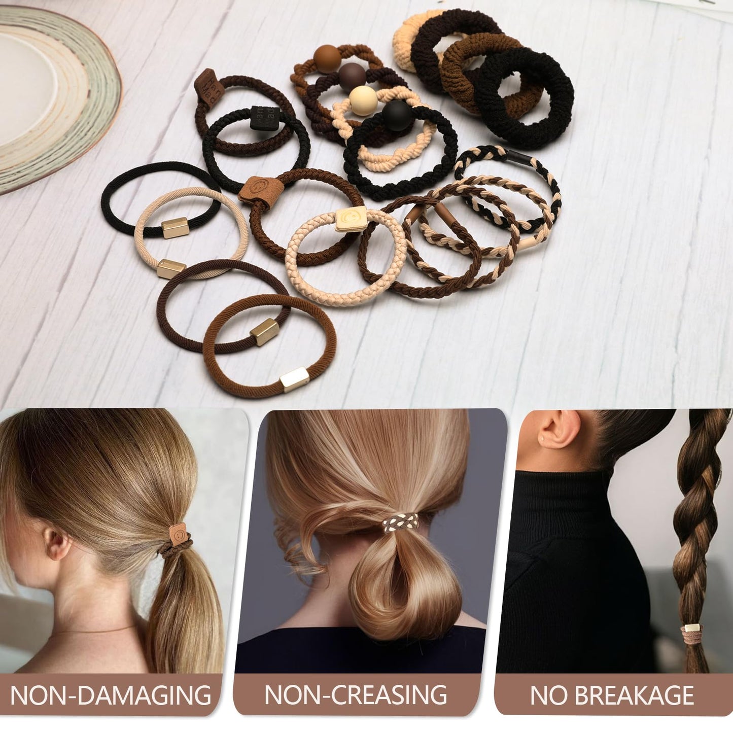 Womens hair ties,Boho Hair Ties 20pcs,anti breakage hair bands,ponytail holders,no damage for thick and thin hair,elastics hairt