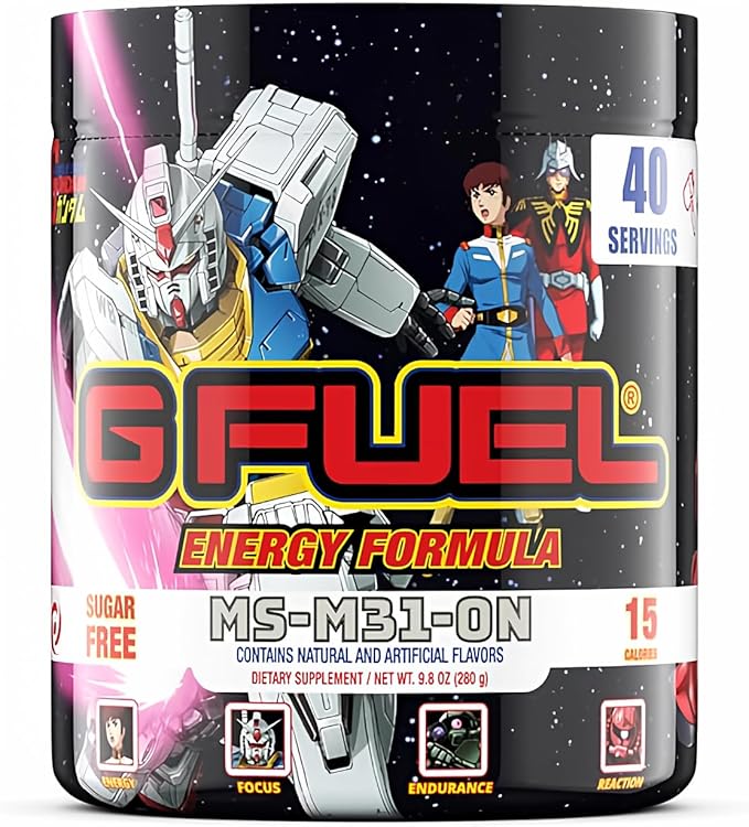 G Fuel MS-M31-0N Energy Drink Powder, Pre Workout Caffeine Mix for Gaming, Sugar Free Focus Amino, Vitamin + Antioxidants, 9.8oz (Ramune Melon, 40 Servings)