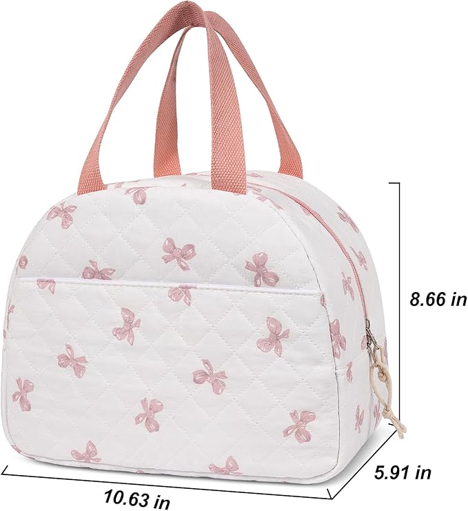 Lunch Box for Women,Cute Quilted Lunch Tote Bag,Reusable Insulated Lunch Box,Large Capacity Cooler Bag with Compartments for Work, Picnics or Travelling