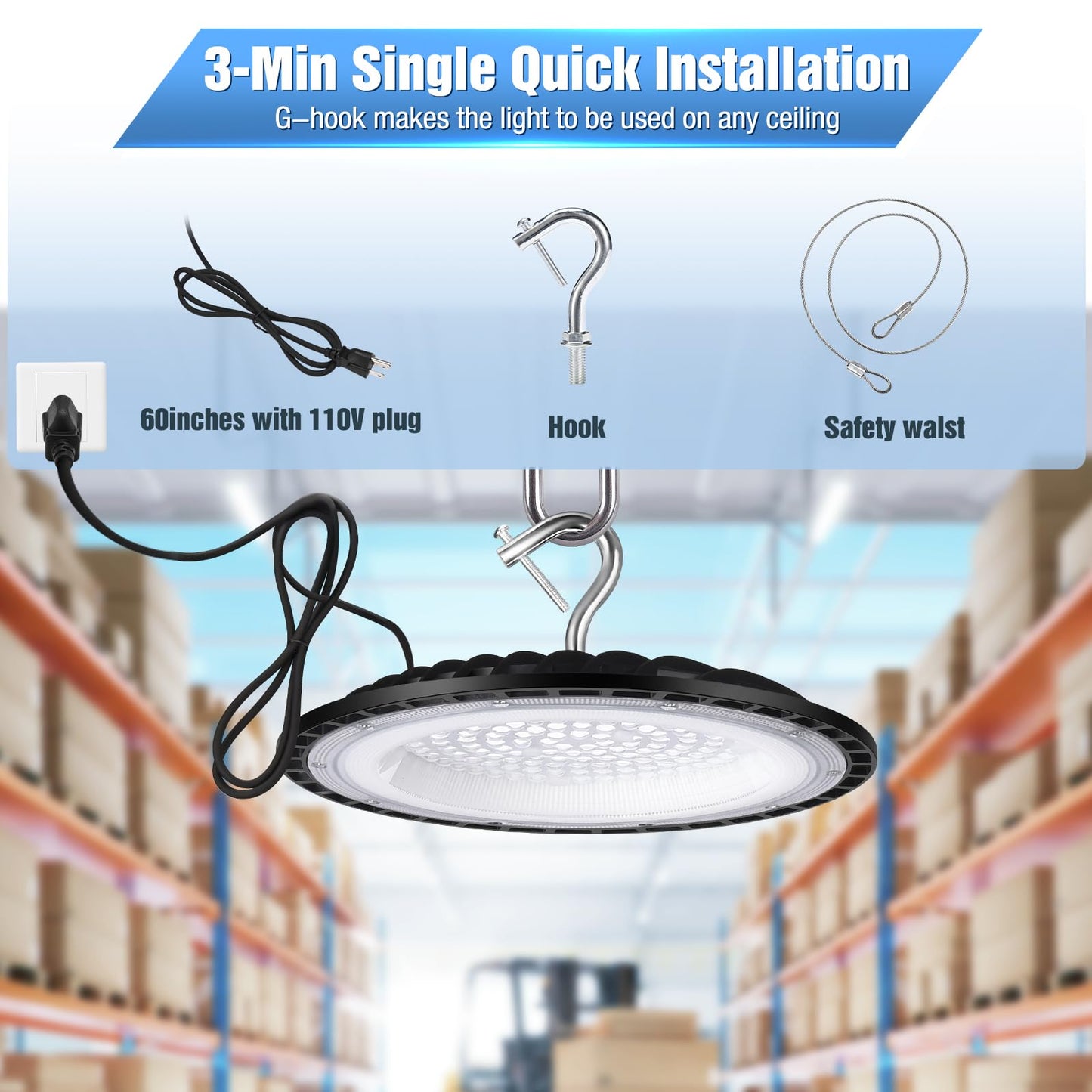 Yanycn 12 Pack 150W Ufo Led High Bay Lights Ip66 Waterproof 120Vac 21000Lm 5000K Daylight  660W Mh/Hps With Plug Commercial Bay Lighting For Barn Gym Factory Warehouse Shop Workshop Gym