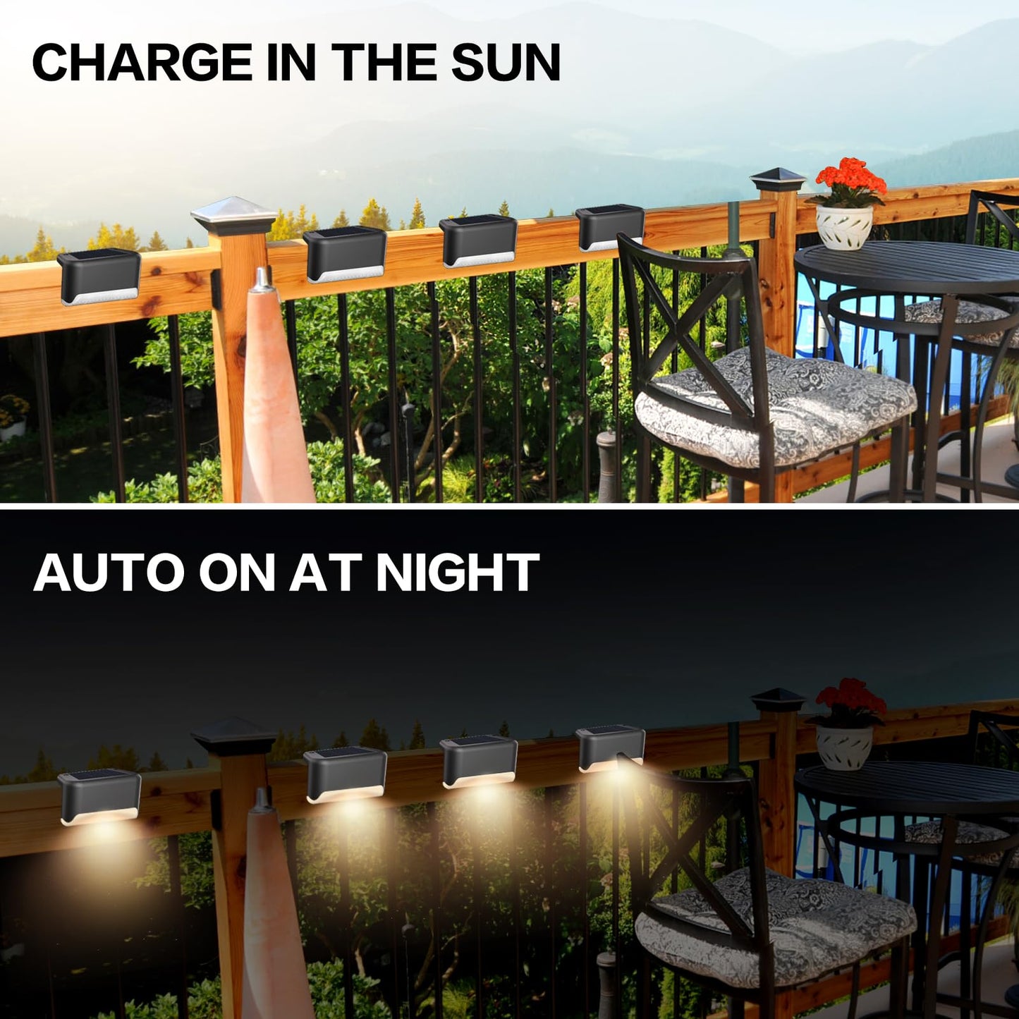 BKBB PPBB Solar Deck Lights Outdoor, 16 Pcs Solar Step Lights, Waterproof LED Solar Lights for Outdoor Stairs, Step, Fence, Yard, Patio, Railing, Garden and Pathway
