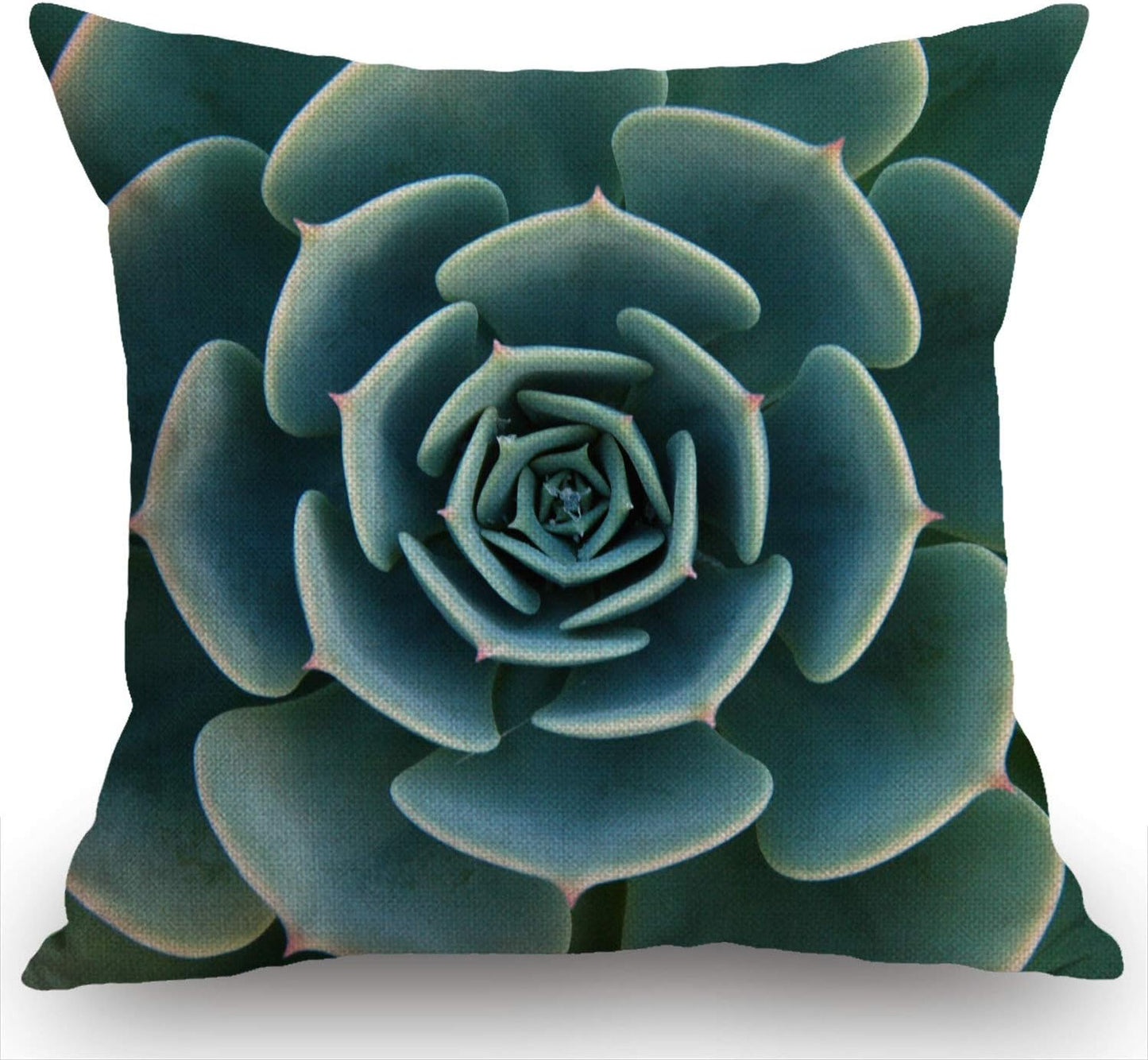 Swono Green Aloe Succulent Plant Cotton Linen Throw Pillow Case Cushion Cover Home Office Decorative for Sofa Living Room Square 18 X 18 Inches