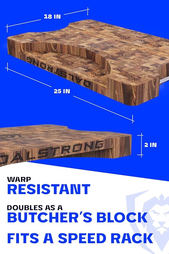 Dalstrong Massive XL Cutting Board - Lionswood End-Grain Teak - 25" x 18"-Steel Carrying Handles -Serving Board - Large Cutting Boards For Kitchen- eat Cutting Board-Two Sizes