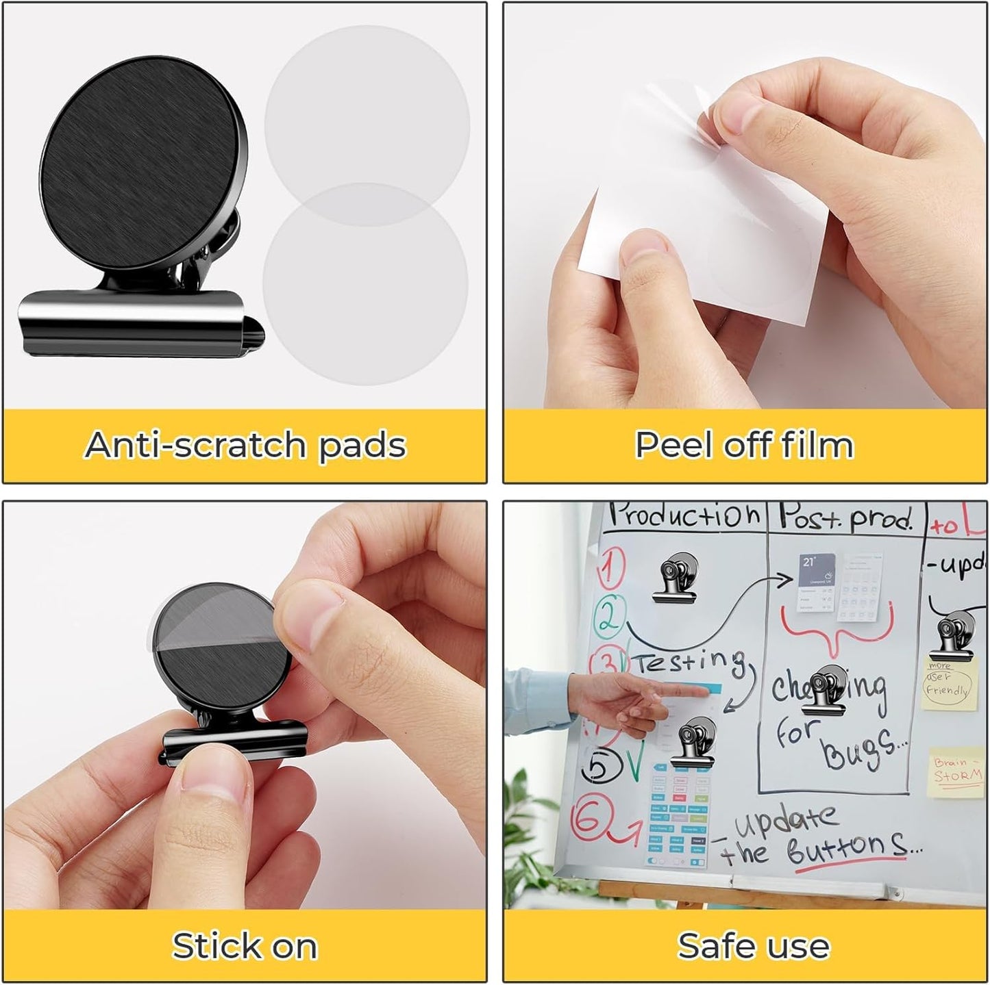 90 Pack Magnetic Clips, Fridge Magnets Refrigerator Magnets, Black Magnet Clips for Whiteboard, Clip Magnets for Photo Displays, Home, Office, Classroom